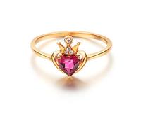 Stfery Anello da donna in oro rosa 18 kt con tormalina a forma di cuore da 0,3 ct e diamanti fasce di fidanzamento personalizzate, 4, Metallo, Nessuna pietra preziosa