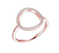 Stfery Anello da donna in oro rosa 9K / 14K con pavé cerchio aperto con moissanite, sottile anello impilabile in vero oro, misura 47-62, 13 (16,9), Metallo, Moissanite Moissanite bianco