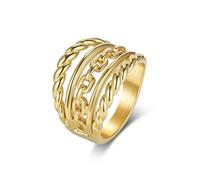 Stfery Anello da uomo e da donna, in acciaio inossidabile, con catena intrecciata, argento a più file, 18 mm, unisex, L 1/2, Metallo, Non pietra preziosa