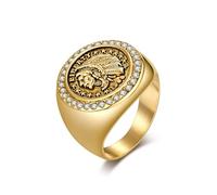 Stfery Anello da uomo in acciaio inossidabile con pavé di chief indiano, in argento e zirconia cubica, 20 mm, per lui