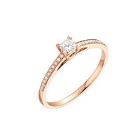 Stfery Anello di fidanzamento con diamante in oro rosa 9 K/14 K/18 K per lei, classico anello quadrato con pavé di file in oro reale impilabile con diamante taglio principessa da 0,2 ct personalizzato