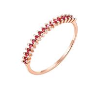 Stfery Anello di fidanzamento con rubino in oro rosa 9 K/14 K/18 K, anello semplice e sottile, impilabile, anello da donna con rubino naturale, in oro vero e proprio, personalizzato, 8.5, Metallo