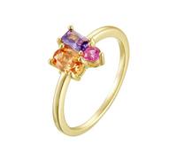 Stfery Anello di fidanzamento con tripla pietra, oro 9 carati, da donna, con zaffiro creato in laboratorio e ametista, anello di fidanzamento personalizzato, 6.5, Metallo, Ametista Zaffiro coltivato