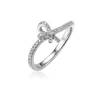 Stfery Anello di fidanzamento da donna in oro bianco 18 carati, con pavé di diamanti rotondi da 0,3 ct, fede nuziale personalizzabile, 8.5, Metallo, Nessuna pietra preziosa