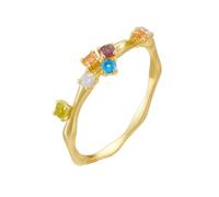 Stfery Anello di fidanzamento in oro 18 carati in vero oro personalizzato, multi pietra preziosa impilabile, anello a fascia da donna, 6.5, Metallo, Citrino Citrino Rubino Topazio Peridot Moissanite