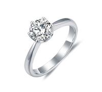Stfery Anello di fidanzamento in oro bianco 9 K/14 K/18 K, classico a sei artigli, anello solitario da donna, con diamante di laboratorio, misura 47-65, 51 (16.2), Metallo, Laboratorio Diamante