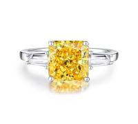 Stfery Anello di fidanzamento quadrato in oro bianco 18 carati con pietra preziosa quadrata personalizzato, citrino con moissanite anello di fidanzamento da donna4, 7.5, Metallo, Citrino Moissanite