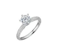 Stfery Anello di moissanite in oro bianco 9 K/14 K/18 K, da donna, in vero oro, con pavé a sei artigli, fedi nuziali in moissanite 1 ct, misura 47 - 65, 14 (17,2), Metallo, Moissanite