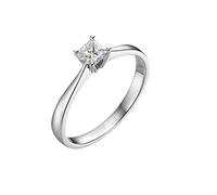 Stfery Anello di promessa con diamante in oro bianco 9 K/14 K/18 K, classico anello solitario quadrato per lei, anello nuziale con diamante taglio principessa a 4 griffe in oro reale 0,3 ct