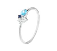 Stfery Anello di promessa con pietre preziose, oro bianco 9 K, anello impilabile personalizzato per le donne, 6.5, Metallo, Topazio Topazio Moissanite zaffiro