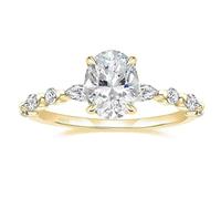 Stfery Anello Donna Argento 925 Punto Luce Ovale, Anello Fede Oro con Zircone 8x10MM, 3ct Moda Taglia 22