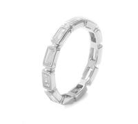 Stfery Anello Eternity a fascia in oro bianco 18 carati, anello con lunetta baguette e moissanite personalizzato, da donna, 6.5, Metallo, Moissanite