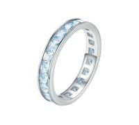 Stfery Anello Eternity in oro bianco 9/14 K, anello a fascia nuziale con cristalli, 5.5, Oro bianco 9 carati, Cristallo