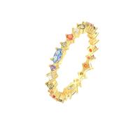 Stfery Anello Eternity in oro giallo 9 K/14 K, con pietre preziose multiple, anello in vero oro con zirconia cubica, anello impilabile da donna, 8, Oro giallo 9 carati, Zirconia cubica
