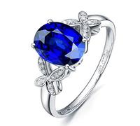 Stfery Anello Farfalla in oro bianco 18 kt con tanzanite taglio ovale 1ct/2ct e pavé di diamanti Fede nuziale personalizzabile, R 1/2, Metallo, Nessuna pietra preziosa