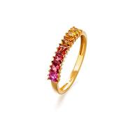 Stfery Anello Half Eternity da donna in oro 18 carati con zaffiro colorato da 1 ct, fedi nuziali personalizzabili, 5, Metallo, Nessuna pietra preziosa