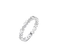 Stfery Anello impilabile da donna, in oro bianco 18 carati, con cuore alternativo con laboratorio, realizzato in vero oro, misura 47-65, 47 (15.0), Metallo, Laboratorio Creato Diamante