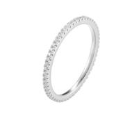 Stfery Anello impilabile in oro bianco 18 carati, anello in vero oro per donne, moissanite Eternity, anello a fascia personalizzabile, 6.5, Metallo, Moissanite