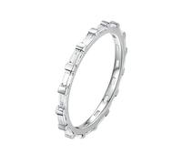 Stfery Anello impilabile in oro bianco 9K/14K con baguette e moissanite in vero oro, anello a fascia per promessa eternità, da donna, 5, Oro bianco, Moissanite