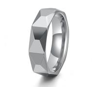 Stfery Anello in acciaio al tungsteno sfaccettato per gli uomini