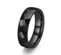 Stfery Anello in acciaio al tungsteno sfaccettato per gli uomini