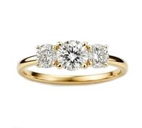 Stfery Anello in oro 18 carati con tre pietre, anello di promessa in moissanite personalizzato per le donne, 8.5, Metallo, Moissanite