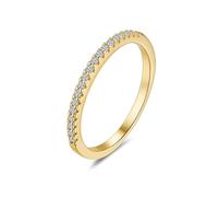 Stfery Anello in oro 18 carati Half Eternity impilabile per lei, anello di fidanzamento con moissanite personalizzato, 5.5, Metallo, Moissanite