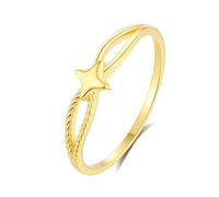 Stfery Anello in oro 18 carati in vero oro per lei, anello incrociato a stella personalizzato, 11, Metallo, Nessuna pietra preziosa