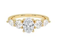 Stfery Anello in oro 9K/14K/18K con cinque pietre e moissanite ovale da 6 ct per le donne