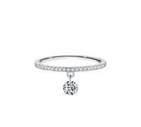 Stfery Anello in oro bianco 18 carati con ciondolo in moissanite, anello a fascia impilabile Half Eternity, personalizzato per le donne, 6, Metallo, Moissanite