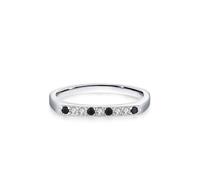 Stfery Anello in oro bianco 18 carati con diamante coltivato in laboratorio, onice nero, anello di fidanzamento con pavé personalizzato per le donne, 8.5, Metallo, Diamante sintetico Onice Nera
