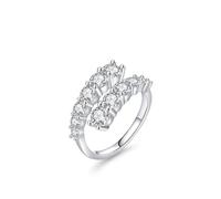 Stfery Anello in oro bianco 18 carati con diamanti coltivati in laboratorio in vero oro, scintillante anello a fascia sovrapposto personalizzato per le donne, 10.5, Metallo, Diamante sintetico