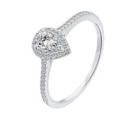 Stfery Anello in oro bianco 18 carati con pavé a goccia, anello nuziale in moissanite, personalizzato, da donna, 8, Metallo, Moissanite