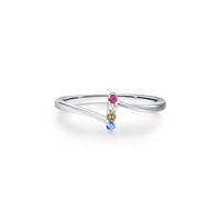 Stfery Anello in oro bianco 18 carati con pietre preziose multiple, anello semplice intrecciato impilabile personalizzato per le donne, 8.5, Metallo, Peridoto Topazio