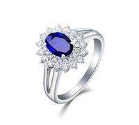 Stfery Anello in oro bianco 18 kt con zaffiro 0.5ct/1ct e pavé di diamanti Fede nuziale personalizzabile, N 1/2, Metallo, Nessuna pietra preziosa