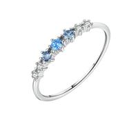 Stfery Anello in oro bianco 9/14 carati con topazio in vero oro, anello di promessa da donna, 10, Oro bianco 9 carati, Topazio