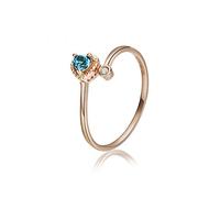 Stfery Anello in oro rosa 18 kt con topazio blu a forma di cuore e diamanti Fasce di fidanzamento personalizzate, 5, Metallo, Nessuna pietra preziosa