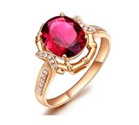 Stfery Anello in oro rosa 18 kt con tormalina rossa 2ct/3ct e pavé di diamanti Fede matrimoniale personalizzabile, 9, Metallo, Nessuna pietra preziosa