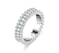 Stfery Anello per partner da donna, in oro bianco 18 carati, con moissanite taglio rettangolare, in vero oro, misura 47-65, 12 (16,6), Metallo, Moissanite