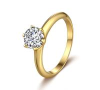Stfery Anello per partner in vero oro giallo 18 carati, da donna, classico, 6 pezzi, con moissanite 2 ct, Au750, misura 60 (19,1)