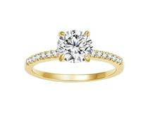 Stfery Anello Punto Luce Argento 925 Donna, Anello Fidanzamento Oro con Zircone Rotonda 1.2ct Moda Taglia 12