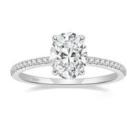 Stfery Anello Punto Luce Ovale Donna Argento 925, Anello Fede Argento con Zircone 8x10MM, 3ct Moda Taglia 9