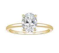 Stfery Anello Solitario Argento 925 Donna Punto Luce Ovale, Anello Fidanzamento Oro con Zircone 8x10MM, 3ct Moda Taglia 18