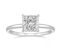 Stfery Anello Solitario Donna Argento 925 Punto Luce Quadrato, Anello Fidanzamento Argento con Zircone Princess 7x7MM, 2.5ct Classico Taglia 25