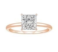 Stfery Anello Solitario Donna Argento 925 Punto Luce Quadrato, Anello Fidanzamento Oro Rosa con Zircone Princess 7x7MM, 2.5ct Classico Taglia 11