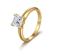 Stfery Anello solitario in oro 18 carati per lei, 4 rebbi, anello per anniversario della principessa moissanite, personalizzabile, 9.5, Metallo, Moissanite