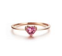 Stfery Anello solitario in oro rosa 18 carati con tormalina a forma di cuore, fasce per anniversario personalizzabili, 5, Metallo, Nessuna pietra preziosa