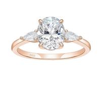 Stfery Anello Trilogy Donna Argento 925, Anello Fede Oro Rosa con Zircone Ovale 8x10MM, 3ct Classico Taglia 20