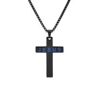 Stfery Collana con ciondolo a forma di croce di Gesù, in acciaio inox, da uomo