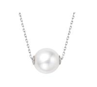 Stfery Collana con ciondolo di perle in oro bianco 18 carati, elegante collana con perle da 8,5 - 9 mm, ciondolo da donna in oro 18 carati, gioiello autentico personalizzato